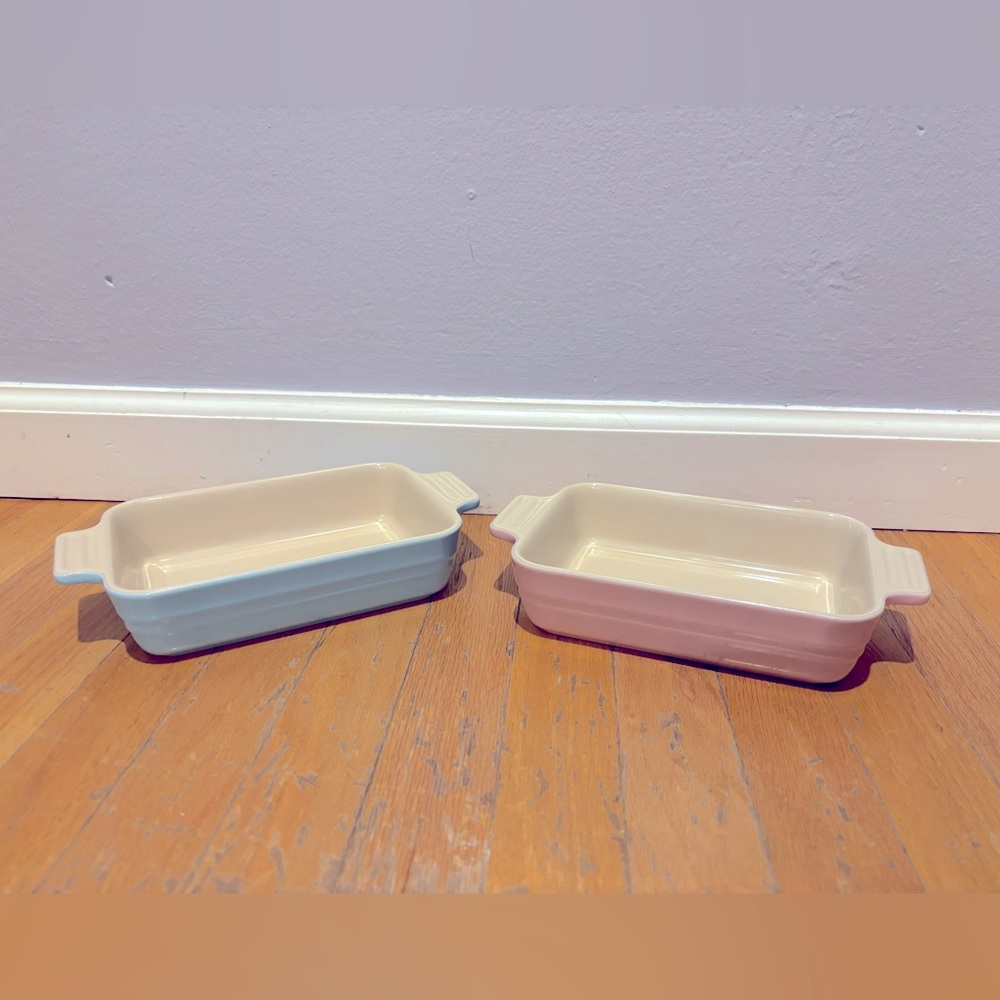 NWT Le Creuset 18cm rectangular Baking dishes in blue & pink - set of 2 (1 ea)
